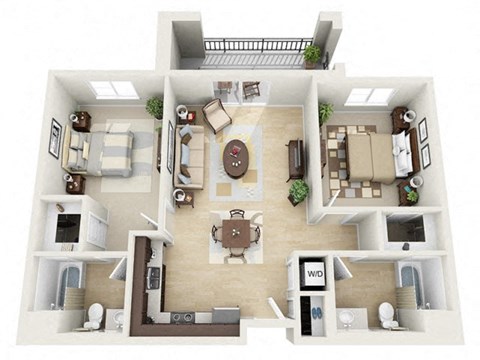 Mosaic Apartments_Oxnard CA_Floor Plan_Two Bedroom Two Bathroom 2B
